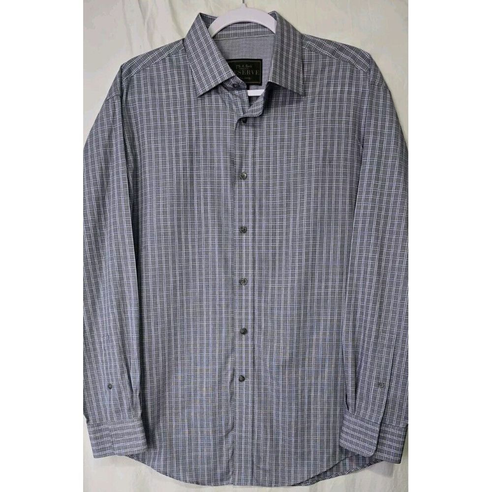 JOS. A.‎ Bank Button Up Shirt Men M Blue Plaid Reserve  New